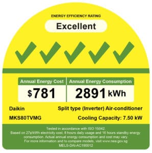 Daikin MKS80TVMG energy label